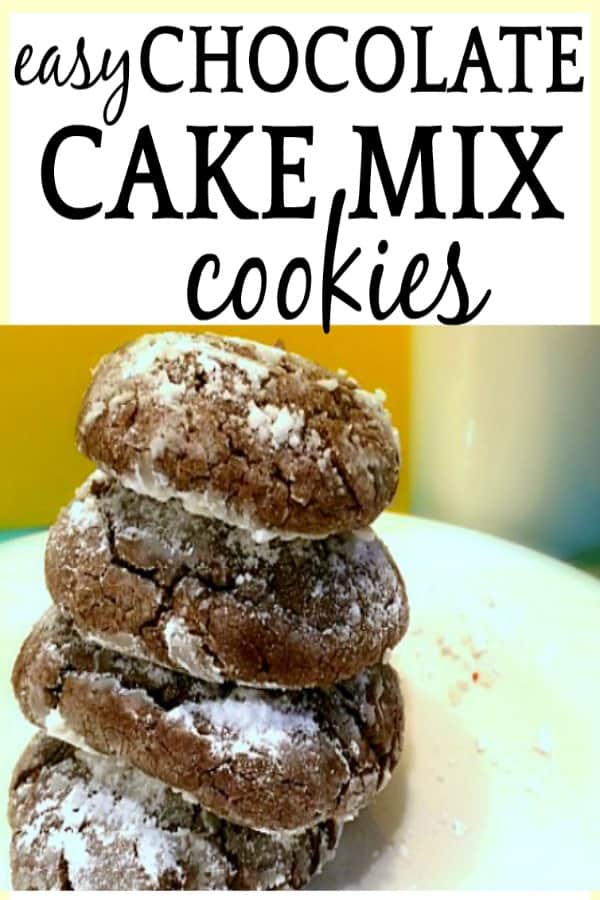 Chocolate Cake Mix Cookies stacked on a plate