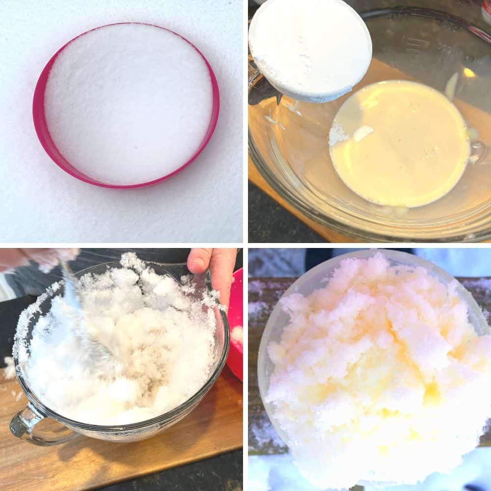 How to make snow ice cream with real snow: Snow ice cream directions step by step (fun shaved ice dessert with snow!)
