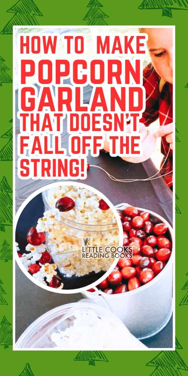 DIY Vintage Christmas Decorations Popcorn Stringing with text overlay for Christmas