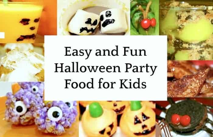 easy Halloween food ideas for party collage of different Halloween finger food snacks for kids