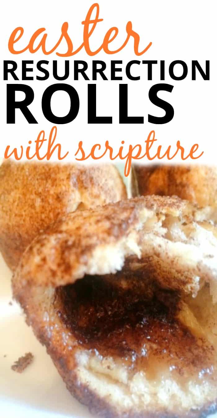 Easter Resurrection Rolls (cinnamon rolls with empty tomb rolls story) on a plate with the one in front open to reveal nothing inside