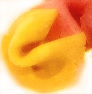 yellow and pink homemade fortune cookies