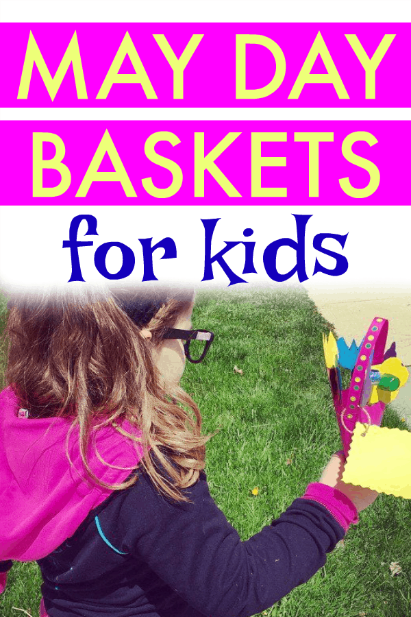 MAY DAY BASKETS IDEAS FOR KIDS (mayday crafts) - young girl carrying a paper May Day basket with paper flowers to a friends hosue