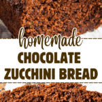 Homemade Zucchini Bread Recipe With Chocolate - two chocolate zucchini bread recipe pictures with text in the middle