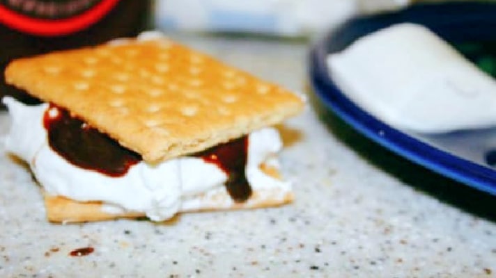 How To Make S'mores In The Microwave graham cracker smores with marshmallows and chocolate running down