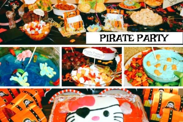 pirate party food  table of different pirate party theme food