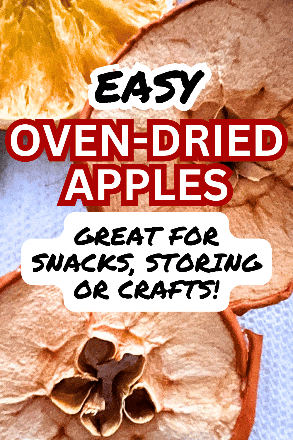 How To Dry Apples In The Oven - DRIED APPLE RINGS WITH TEXT OVER THE APPLES
