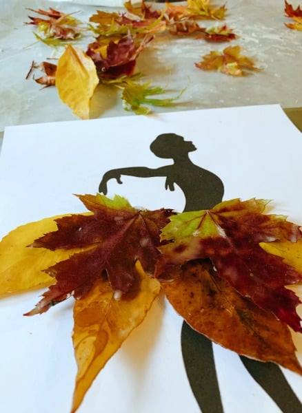 Fall Craft Project - Free Fall Leaf Dancer Printable with fresh leaves as the dancer's skirt