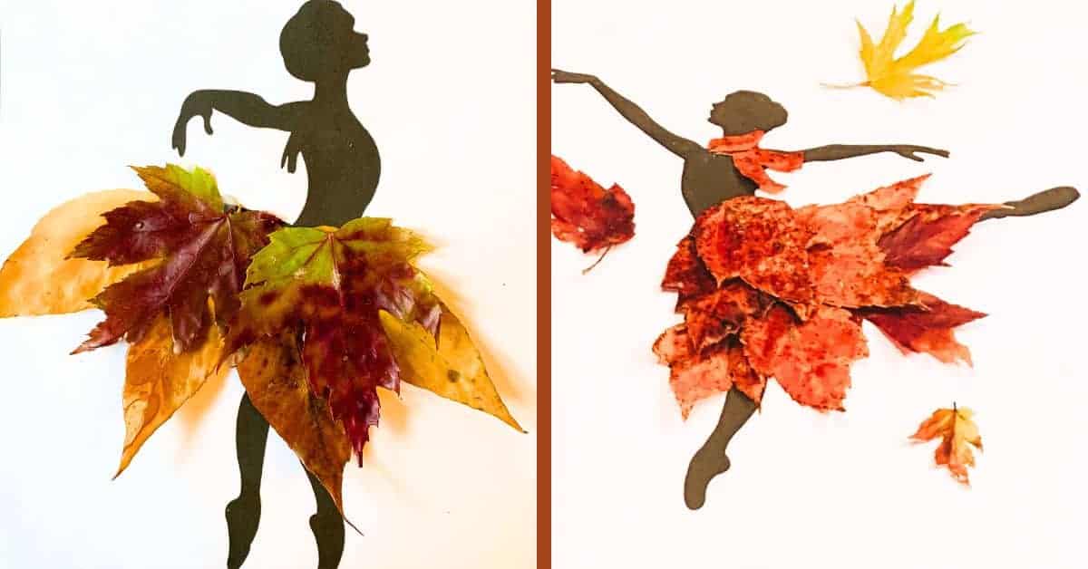 Leaf Dancers Craft And Free Fall Leaves Printable (fall leaf crafts and activities for kids and adults) - dancer printables with dance costumes made from real leaves