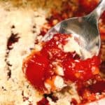 cherry crumble recipe - cherry crumble dessert on a spoon