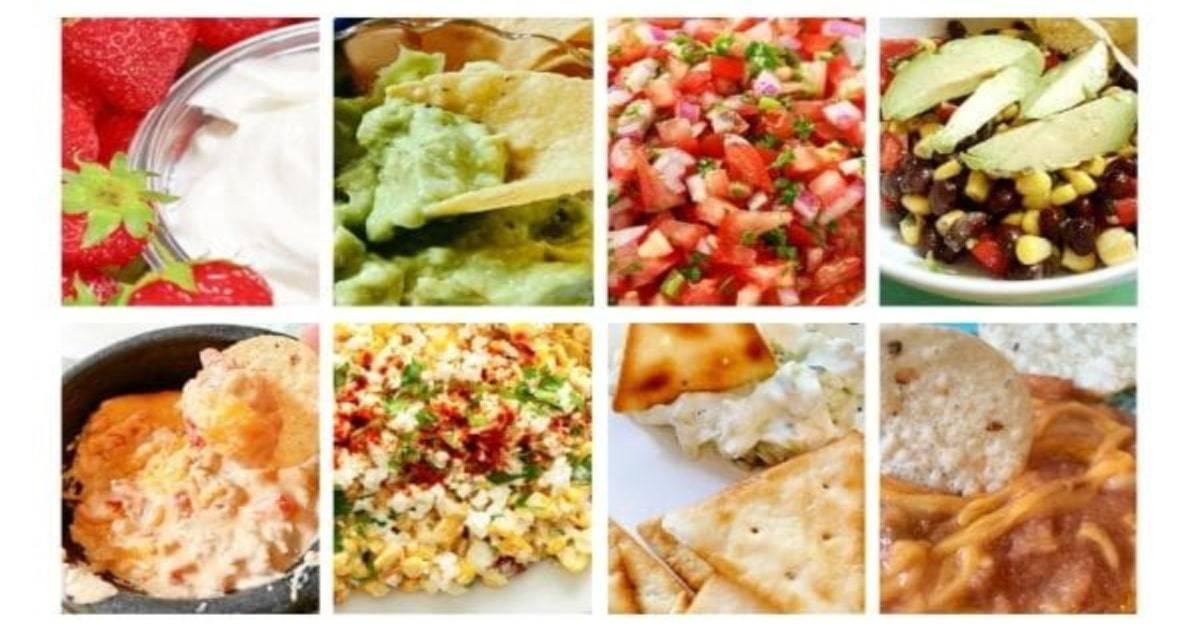 Big list of dips: game day dips and appetizers collage of pictures for football party foods