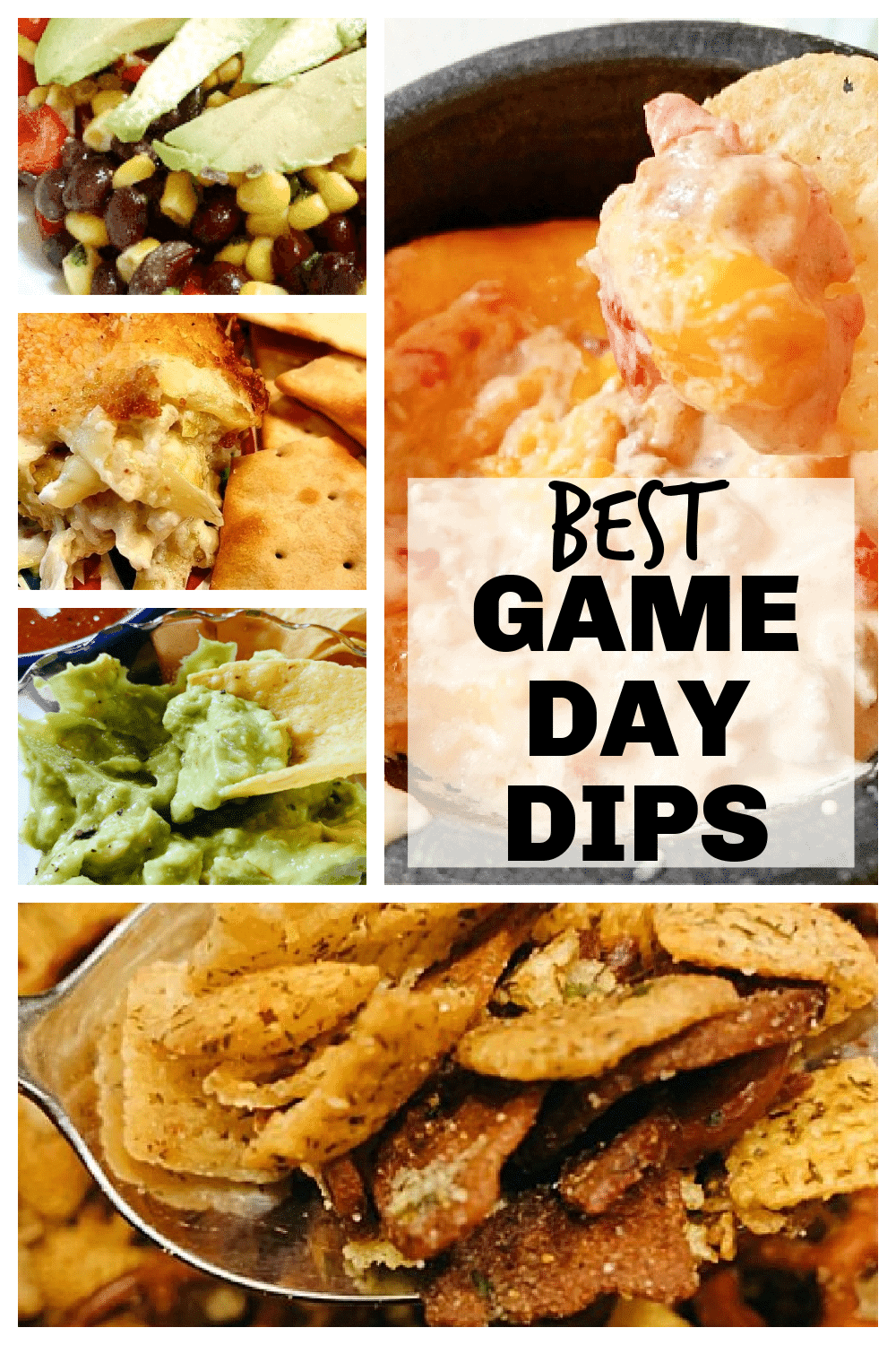 Game Day Dips Recipes collage of different football dips