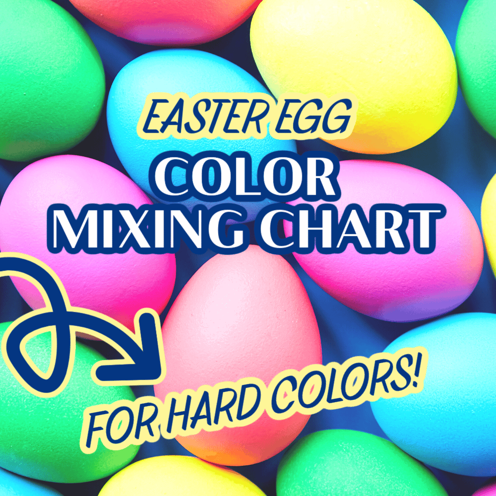 Easter Egg Color Mixing Chart TEXT OVER VIBRANT COLORED EASTER EGGS