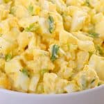 Easy Egg Salad Recipe close up in a white bowl