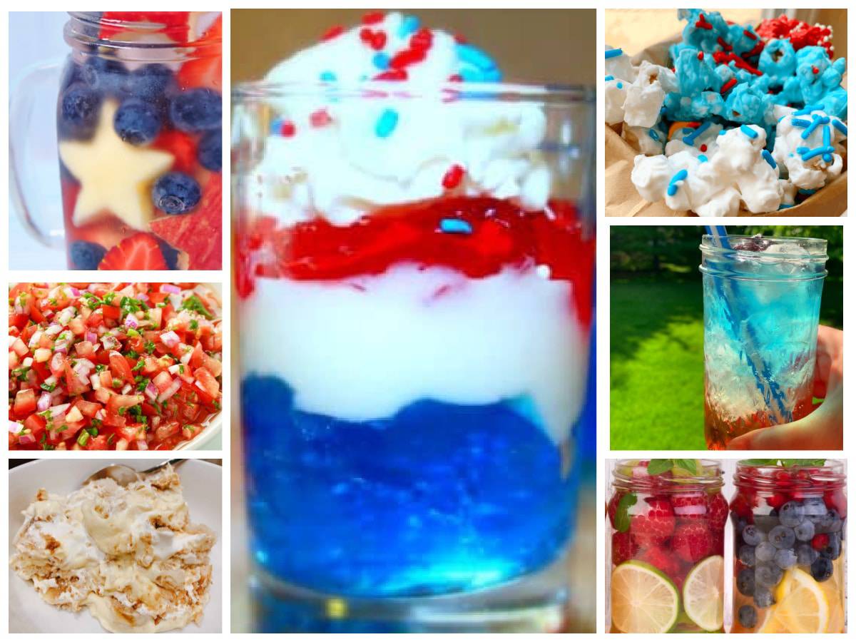 Food for Memorial Day Ideas: Red White and Blue Food for Memorial Day Party (Best Recipes For Memorial Day) - different images of fun Memorial Day foods and red white blue snacks 