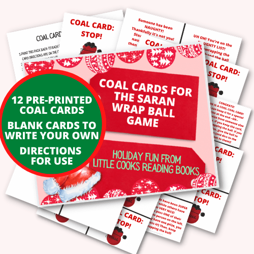 COAL CARDS GAME spread out for Saran Wrap Ball Game for Christmas