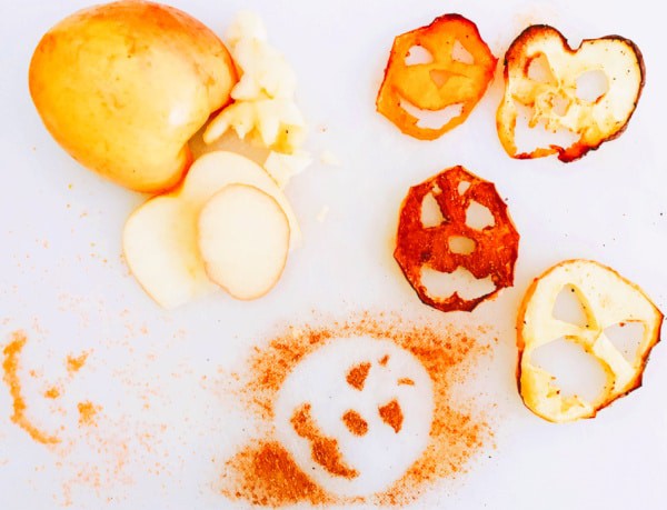 Air Fryer Halloween Monster Apples (Creepy Halloween Treats) on a white background