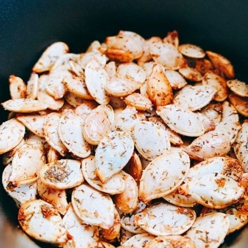 Roasted Pumpkin seeds in a dish