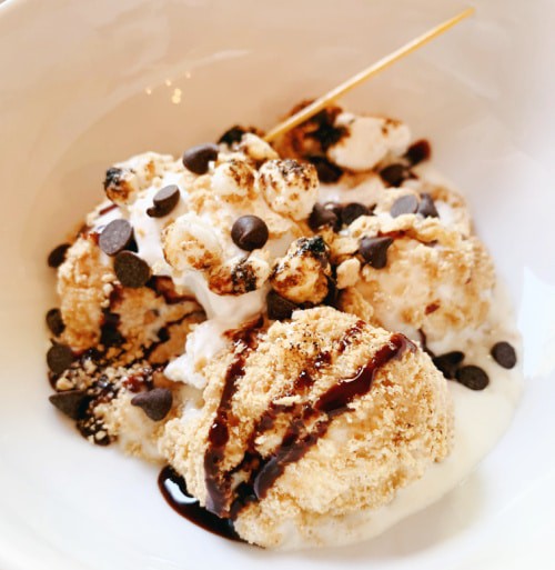 How To Make Air Fried Homemade S'mores Ice Cream in a bowl