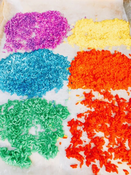 how to dye rice without vinegar or alcohol colored dyed rice in piles