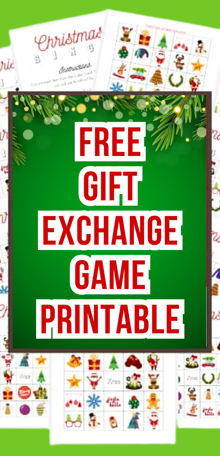 Free Printable Christmas Game Gift Exchanges BINGO printable with text overlay for Christmas games