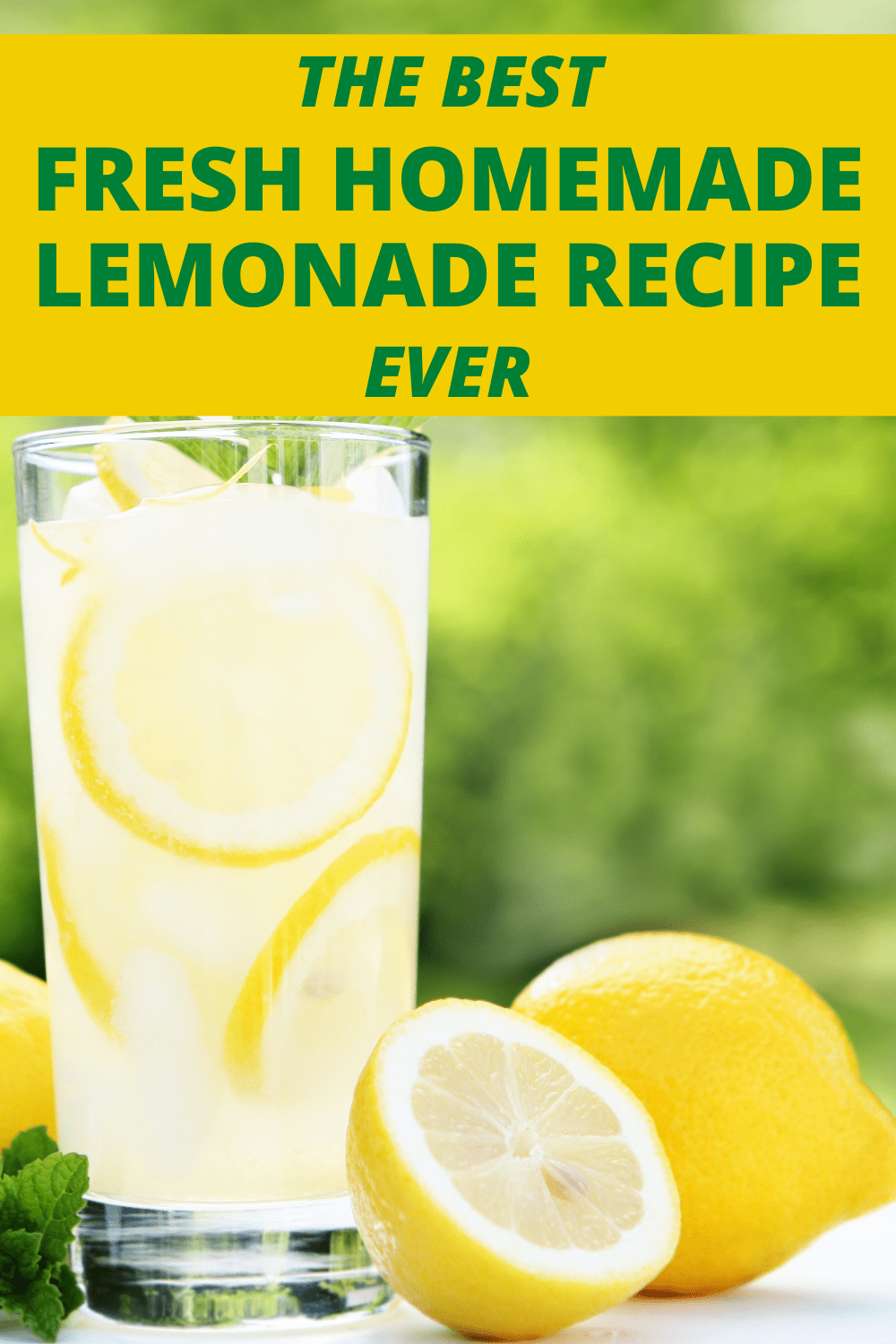 LEMONADE RECIPE HOMEMADE (simple lemonade recipe) with lemons on a table outside