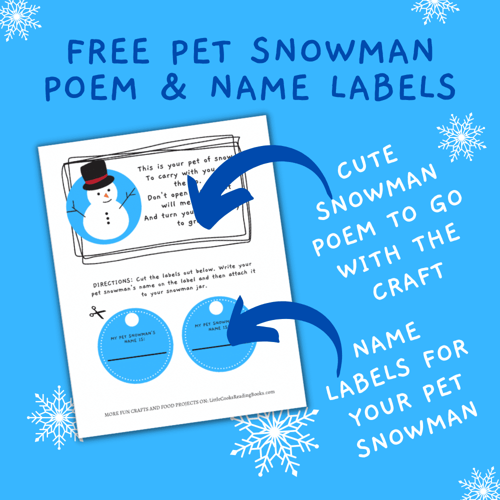 build a snowman printable poem and pet snowman labels