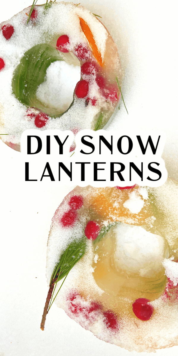 SNOW LANTERN DIY INSTRUCTIONS (ice lantern homemade) snow lanterns sitting in snow top view