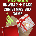 How To Make A Gift Pass Game For Christmas Games (Fun Dice Games) empty Christmas present box with text over it