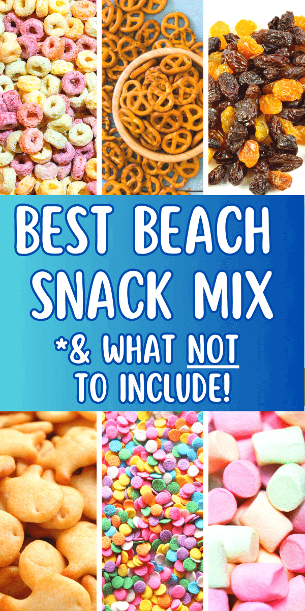 Easy Beach Snack Mix Recipe For Kids different ingredients for beach snacks mix
