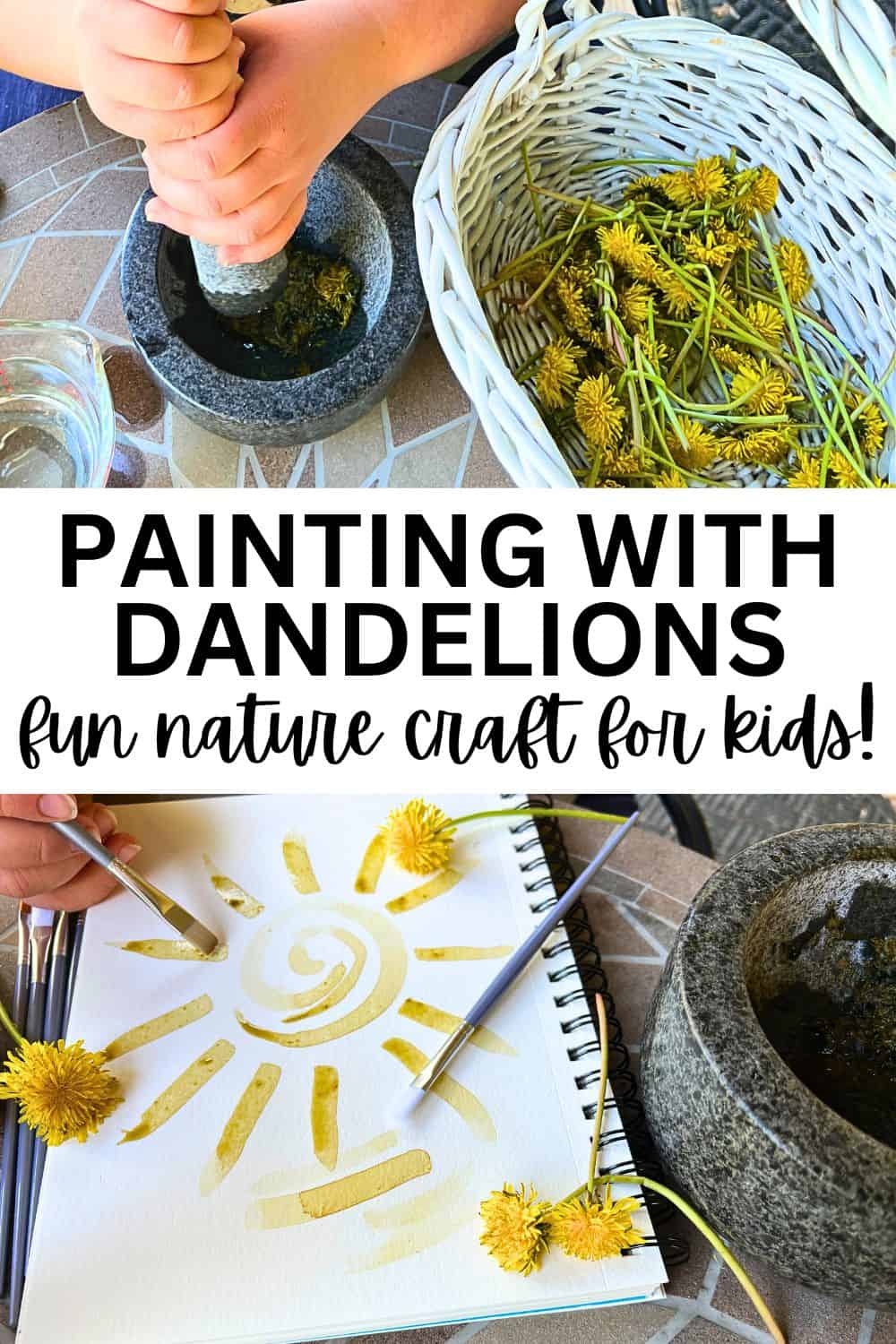DIY Nature Painting Watercolor With Flowers hand pressing flowers and hand painting with natural dandelion paint