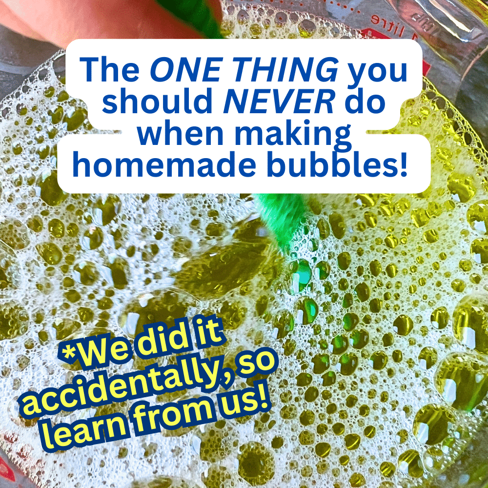 DIY Bubble Foam Tips For Making DIY Bubble Liquid text over foaming bubbles homemade