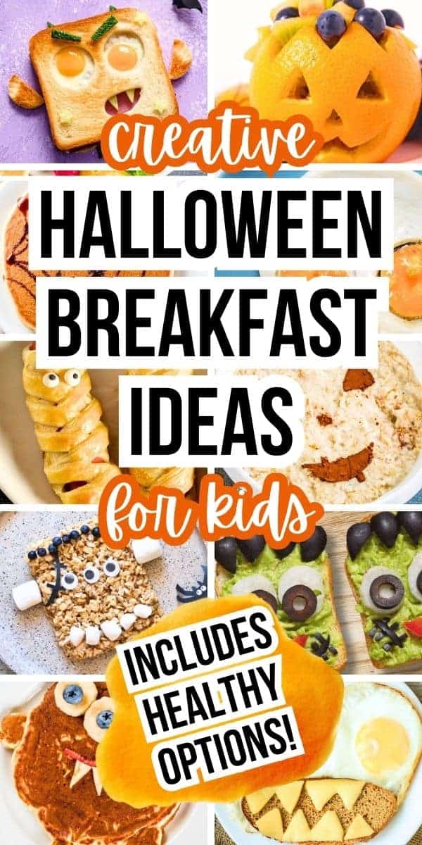 Easy Halloween Breakfast Ideas for Kids (Includes Healthy Halloween Treats Too) different images of Halloween breakfast foods