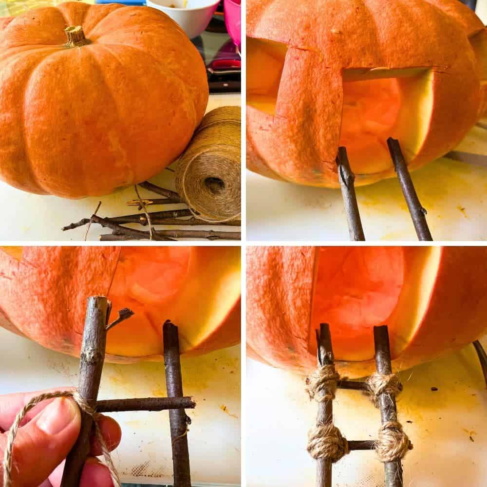 DIY Fairy Pumpkin Carving Ideas Making a Pumpkin Fairy House Ladder steps