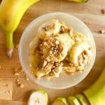 Recipe For Banana Salad banana croquette salad in a dessert dish with bananas and peanuts around it on a table