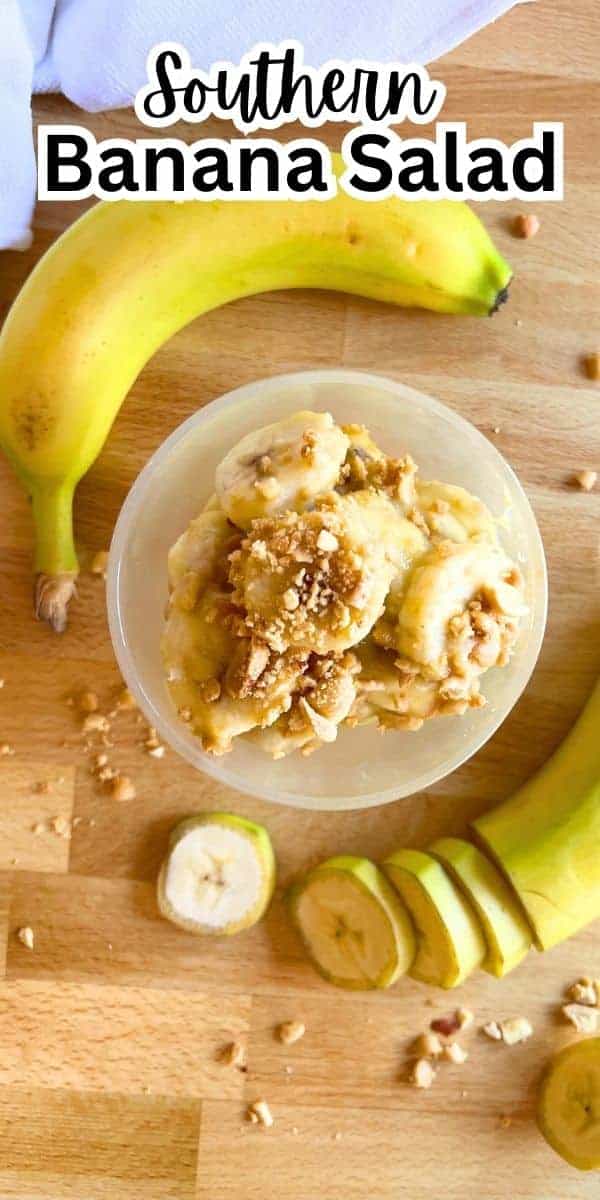 Recipe For Banana Salad banana croquette salad in a dessert dish with bananas and peanuts around it on a table