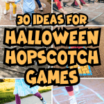 Fun Halloween Game Ideas (HALLOWEEN HOPSCOTCH) different images of hopscotch on halloween