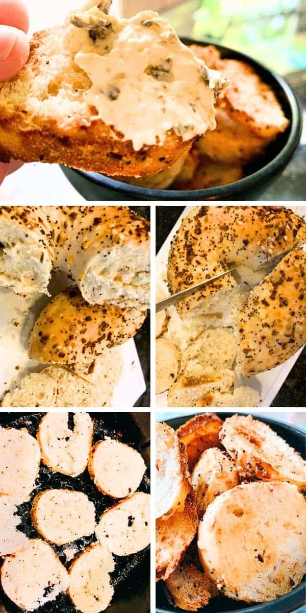 How To Make Bagel Chips At Home different pictures of air fried bagel chips recipe