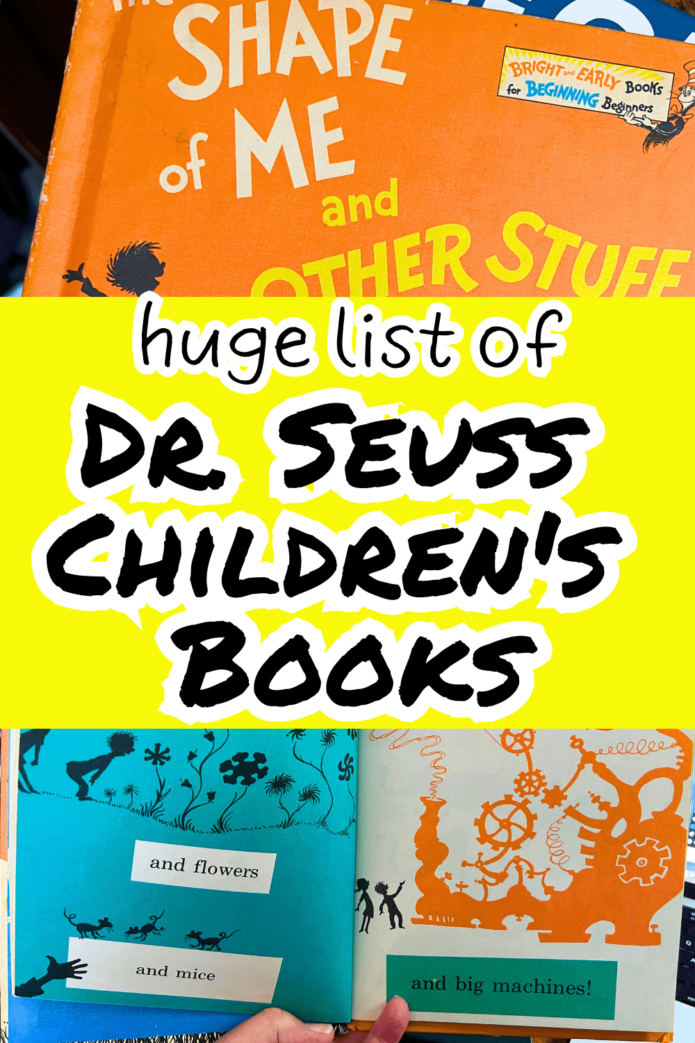 Dr. Seuss Children's Books for Seuss Activities text over dr seuss book