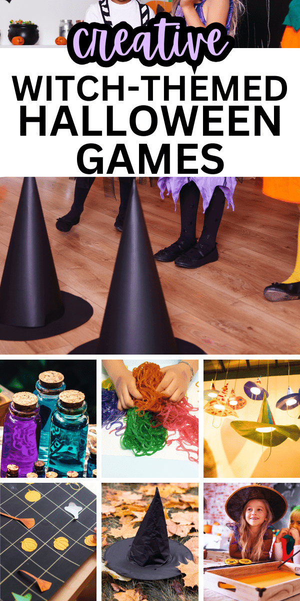 Creative Witch Games For Kids Halloween Party Ideas (Best Halloween Games) different pictures of witch games for Halloween parties with text over them