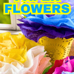 DIY Easy Tissue Paper Flowers Craft For Kids (Simple Paper Flowers Making) - text over colorful tissue paper flower crafts on a table in front of a window