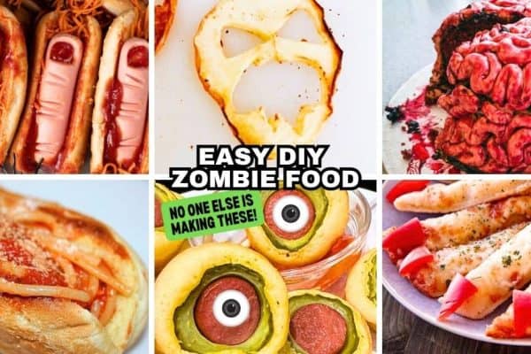 Easy DIY Zombie Theme Food Ideas Kids Love - different pictures of zombie foods