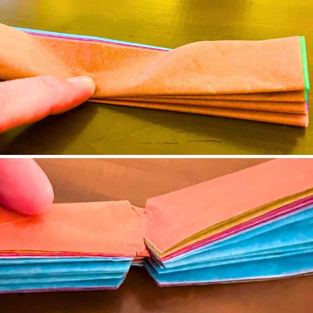 Tissue paper flowers make the cut on the accordion fold (step by step instructions)
