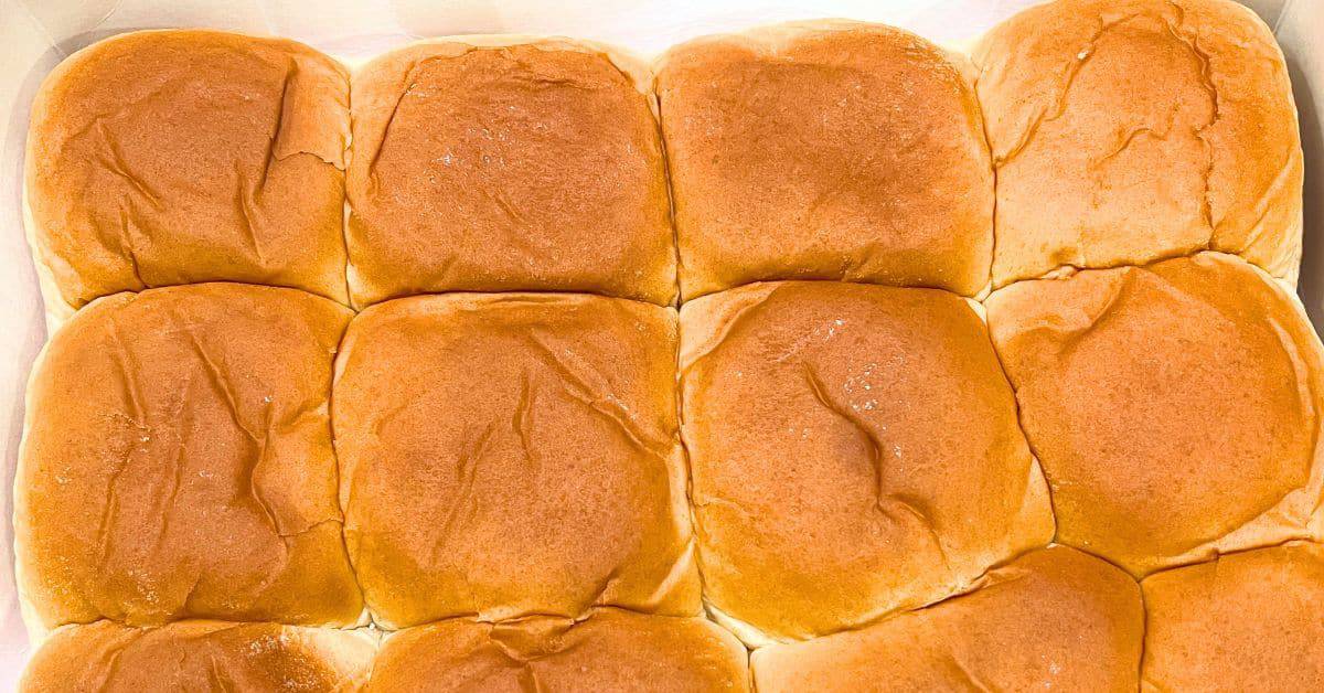 Easy Ways To Use Leftover Hawaiian Rolls - close up of a pan of hawaiian rolls leftover