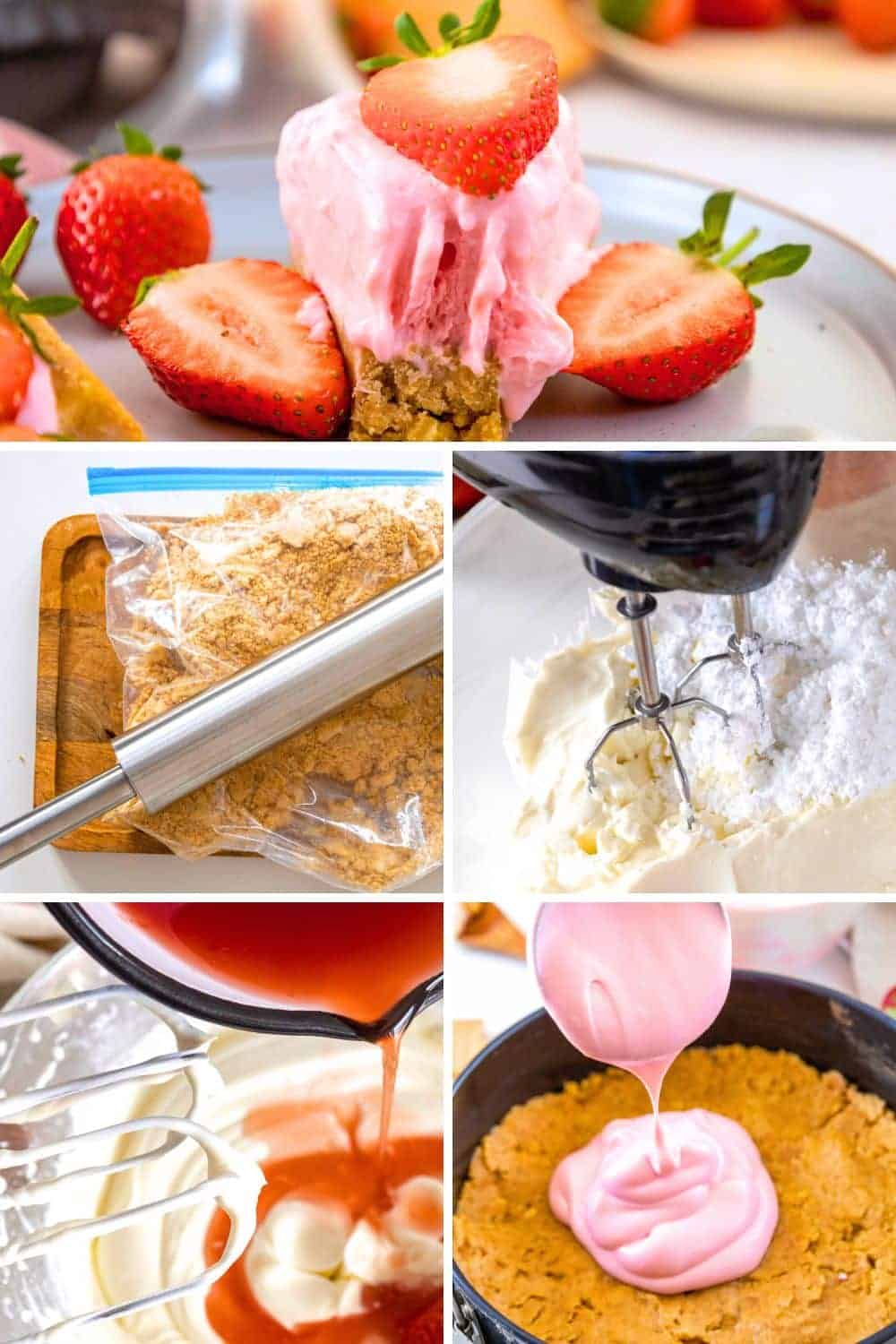 No Bake Strawberry Cheesecake Step By Step Recipe Instructions images of no bake cheesecake