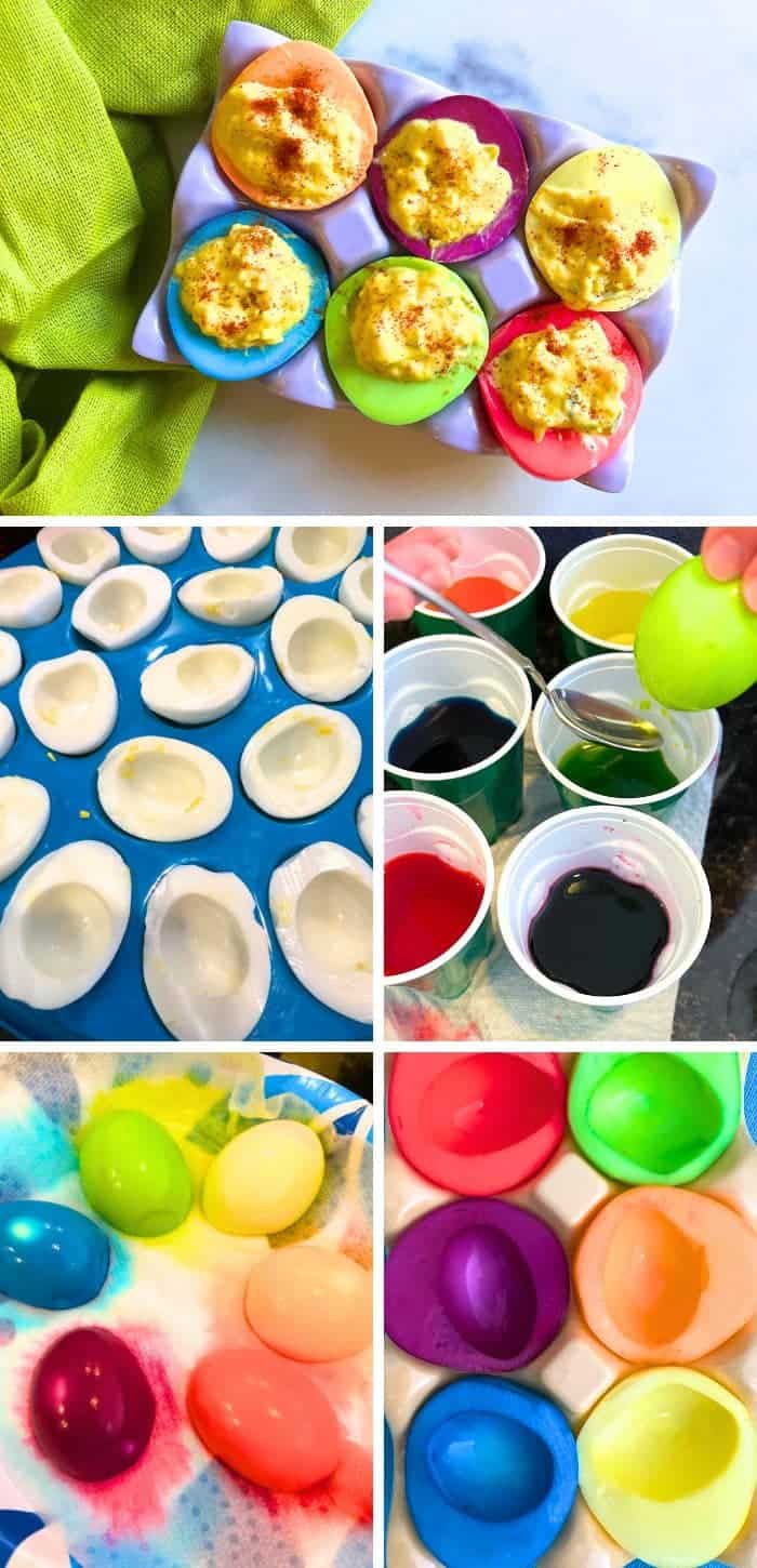 Tips and Tricks For Dyed Deviled Eggs and How To Color Hard Boiled Eggs step by step colored devil eggs pictures