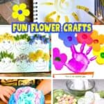 Easy Flower Crafts For Kids Spring Projects and Summer Activities - different pictures of crafts with flowers for preschoolers and up