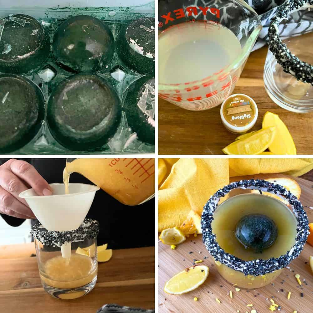 How To Make Black Moon Ice Cubes And Lunar Eclipse Punch step by step pictures of how to make lunar lemonade