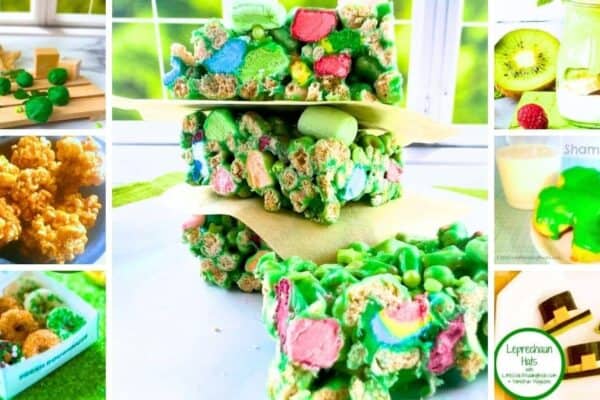 Simple St. Patrick's Day Snack Ideas For Kids Party - different images of green snacks and St Patricks Day treats for kids