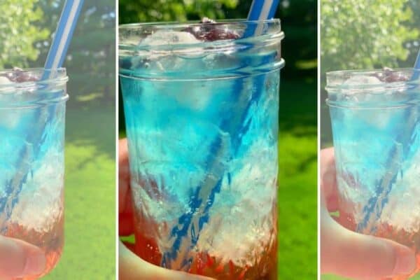 Memorial Day Mocktails Party Drinks - picture of red white blue layered drinks